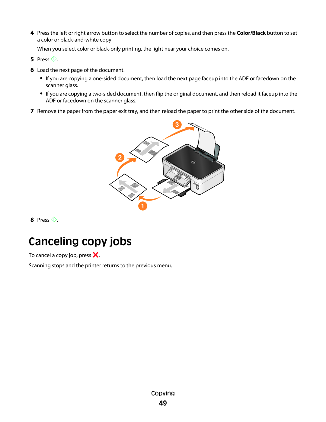 Dell V310 manual Canceling copy jobs 