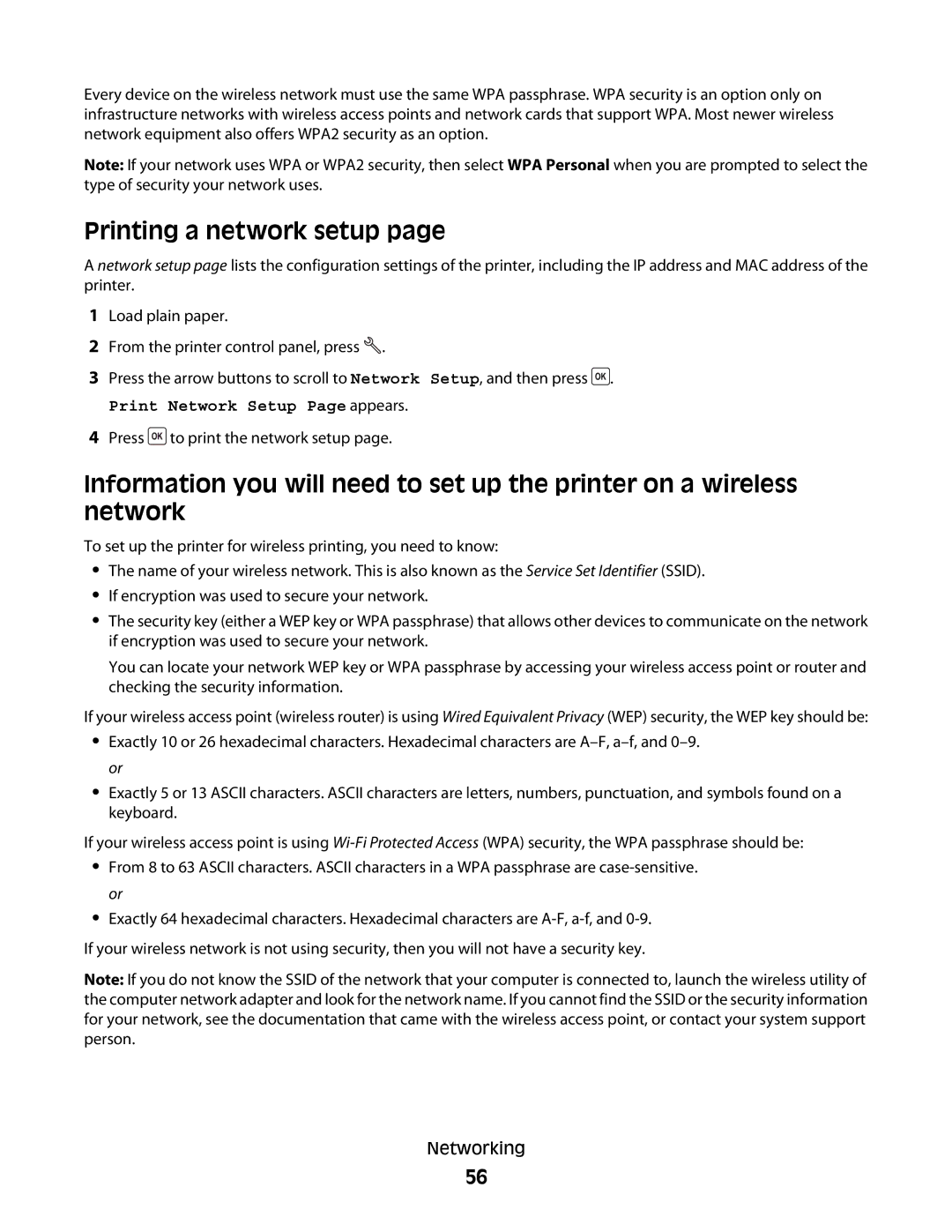 Dell V310 manual Printing a network setup 