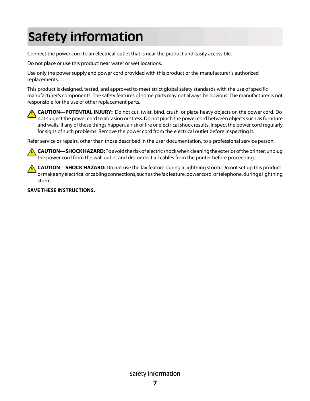 Dell V310 manual Safety information 