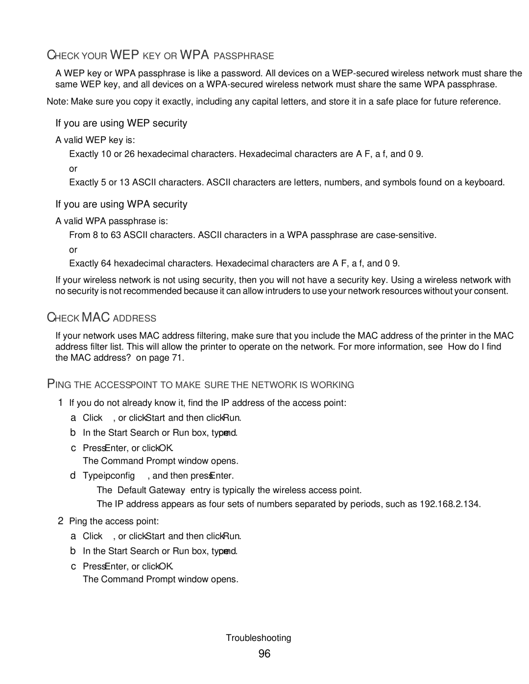 Dell V310 manual Check Your WEP KEY or WPA Passphrase, Ping the Access Point to Make Sure the Network is Working 