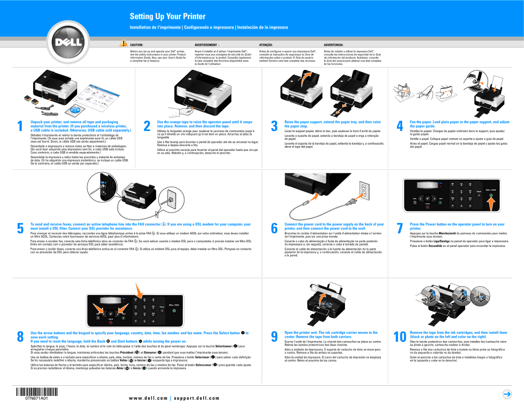 Dell V505 manual Into place. Remove, and then discard the tape, Paper guide, Printer, Save each setting 