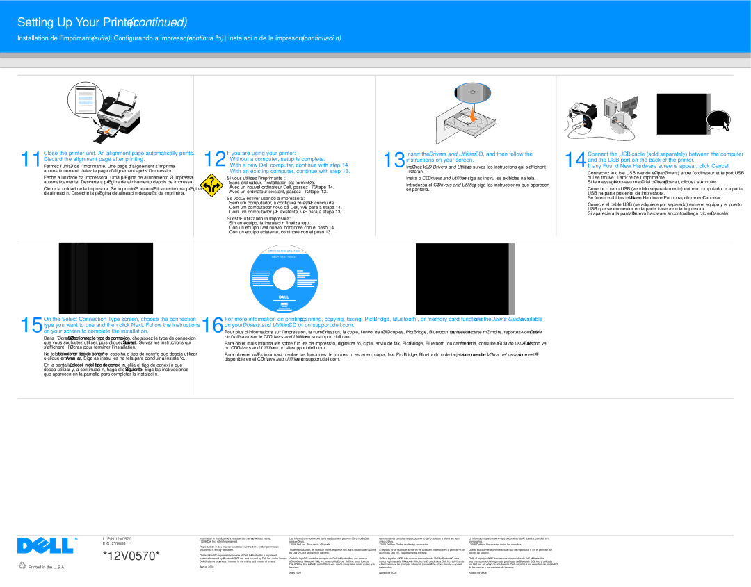 Dell V505 Discard the alignment page after printing, If you are using your printer, Without a computer, setup is complete 