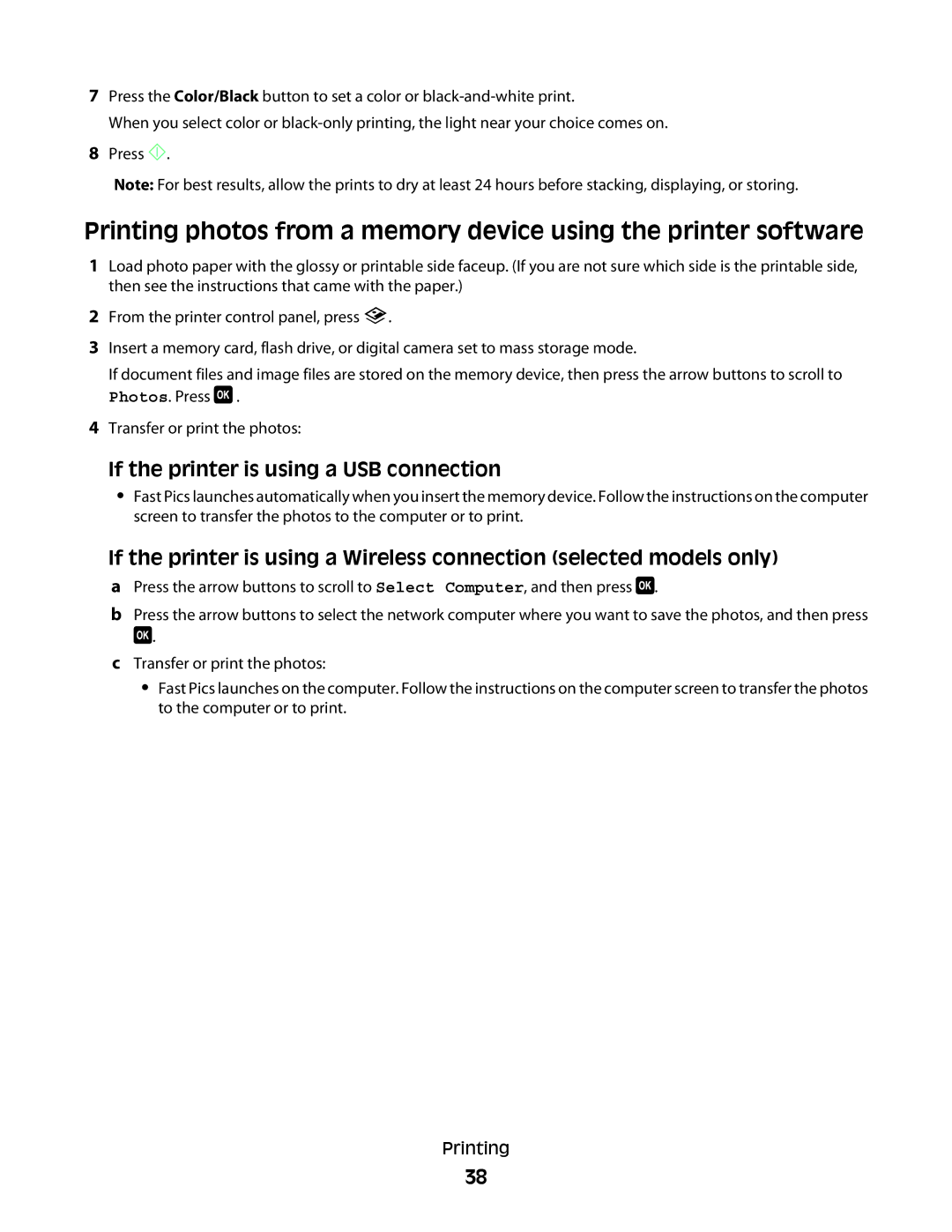 Dell 2dw, V515W, 6dw, 4443 manual If the printer is using a USB connection 