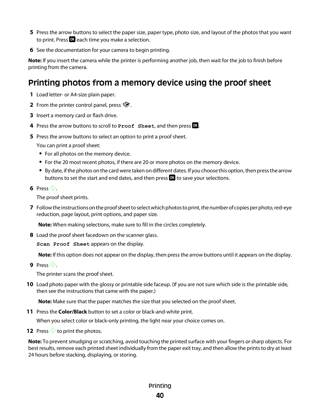 Dell V515W, 6dw, 2dw, 4443 manual Printing photos from a memory device using the proof sheet 