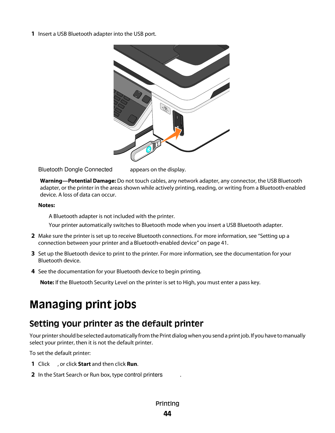 Dell V515W, 6dw, 2dw, 4443 manual Managing print jobs, Setting your printer as the default printer 