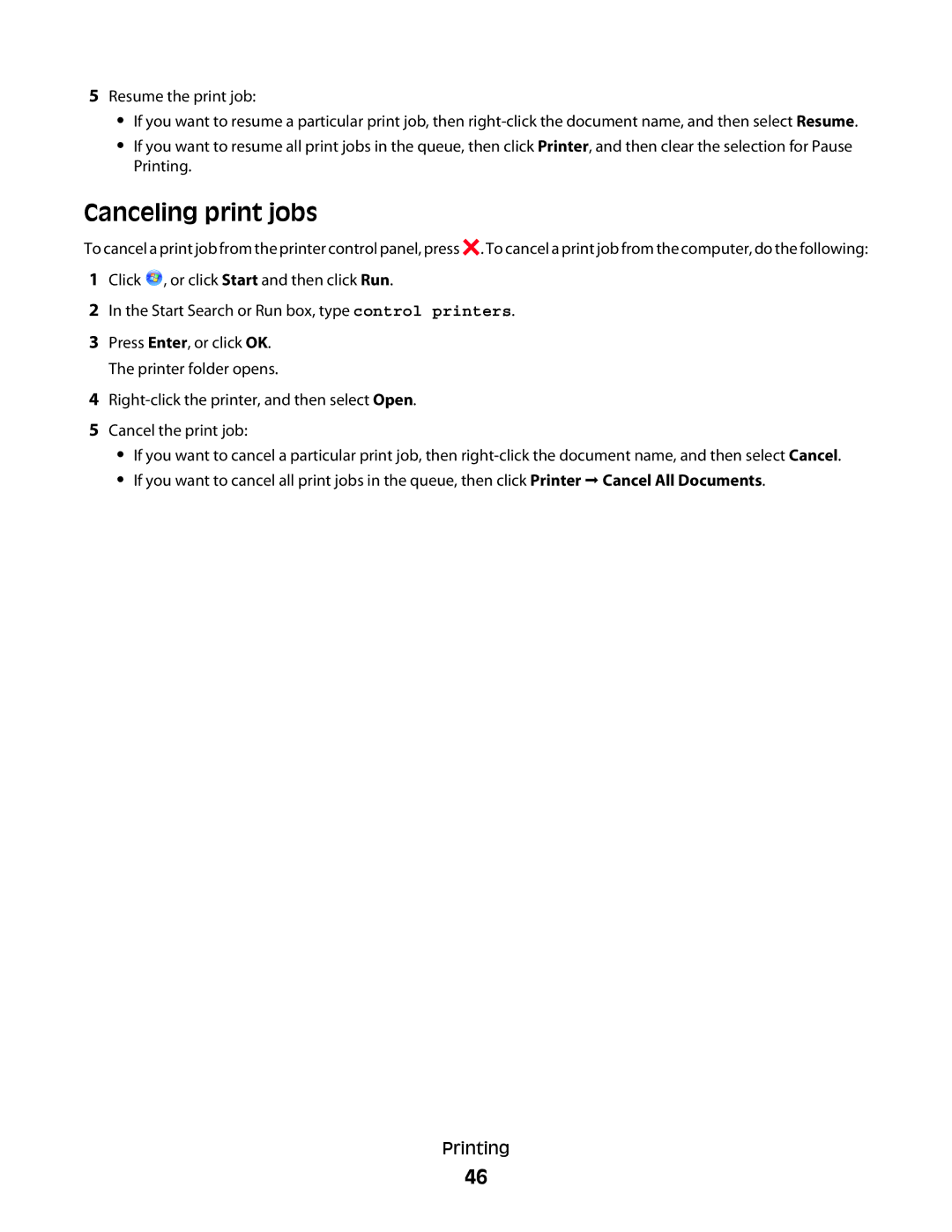 Dell 2dw, V515W, 6dw, 4443 manual Canceling print jobs 