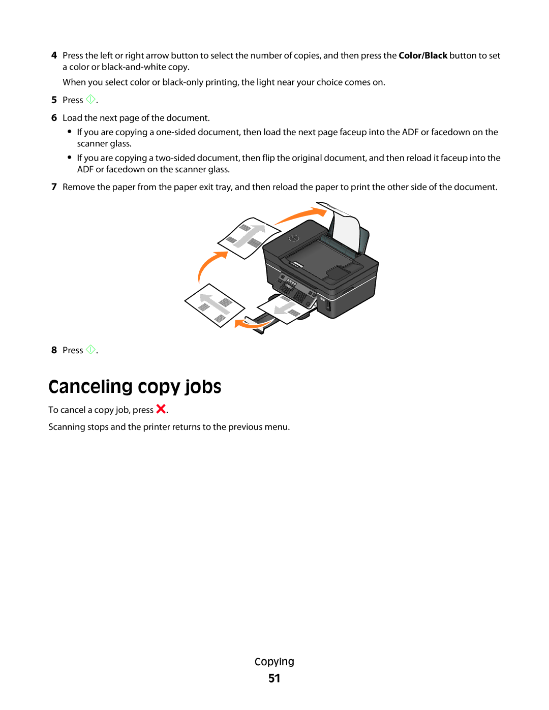 Dell 4443, V515W, 6dw, 2dw manual Canceling copy jobs 