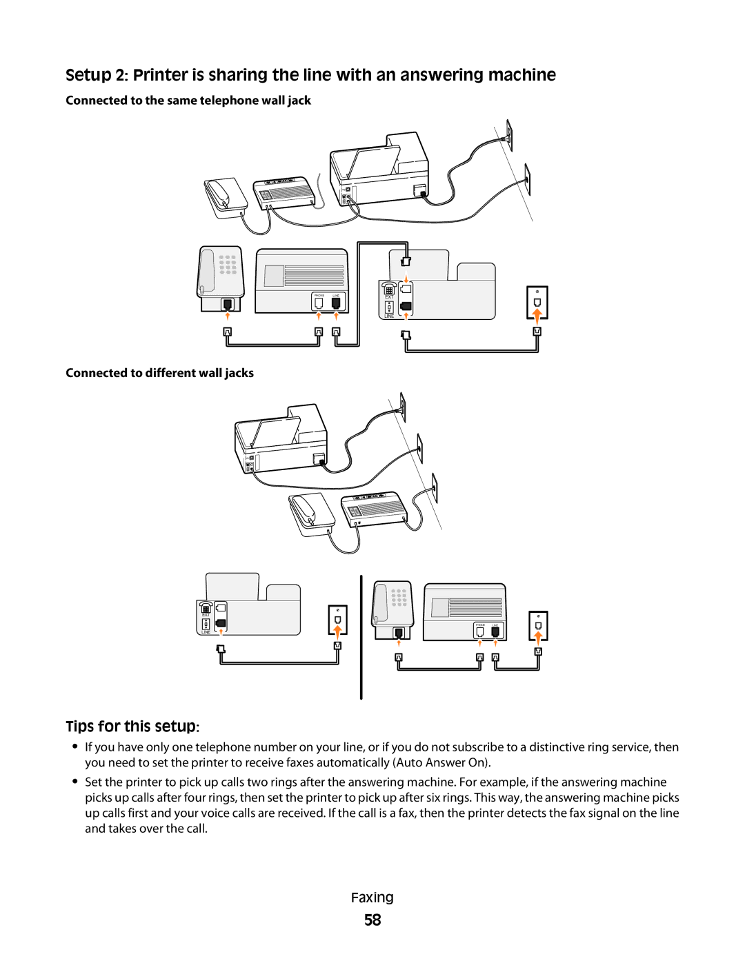 Dell 2dw, V515W, 6dw, 4443 manual Connected to the same telephone wall jack 