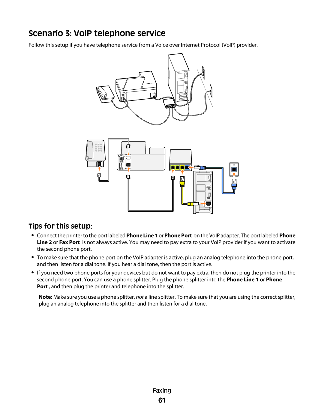 Dell 6dw, V515W, 2dw, 4443 manual Scenario 3 VoIP telephone service, Tips for this setup 