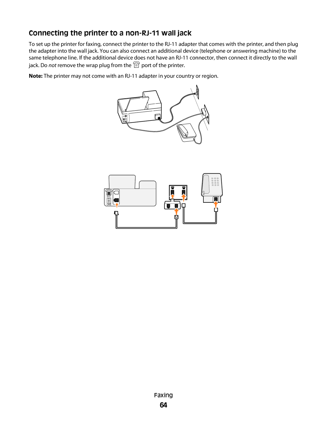 Dell V515W, 6dw, 2dw, 4443 manual Connecting the printer to a non-RJ-11 wall jack 