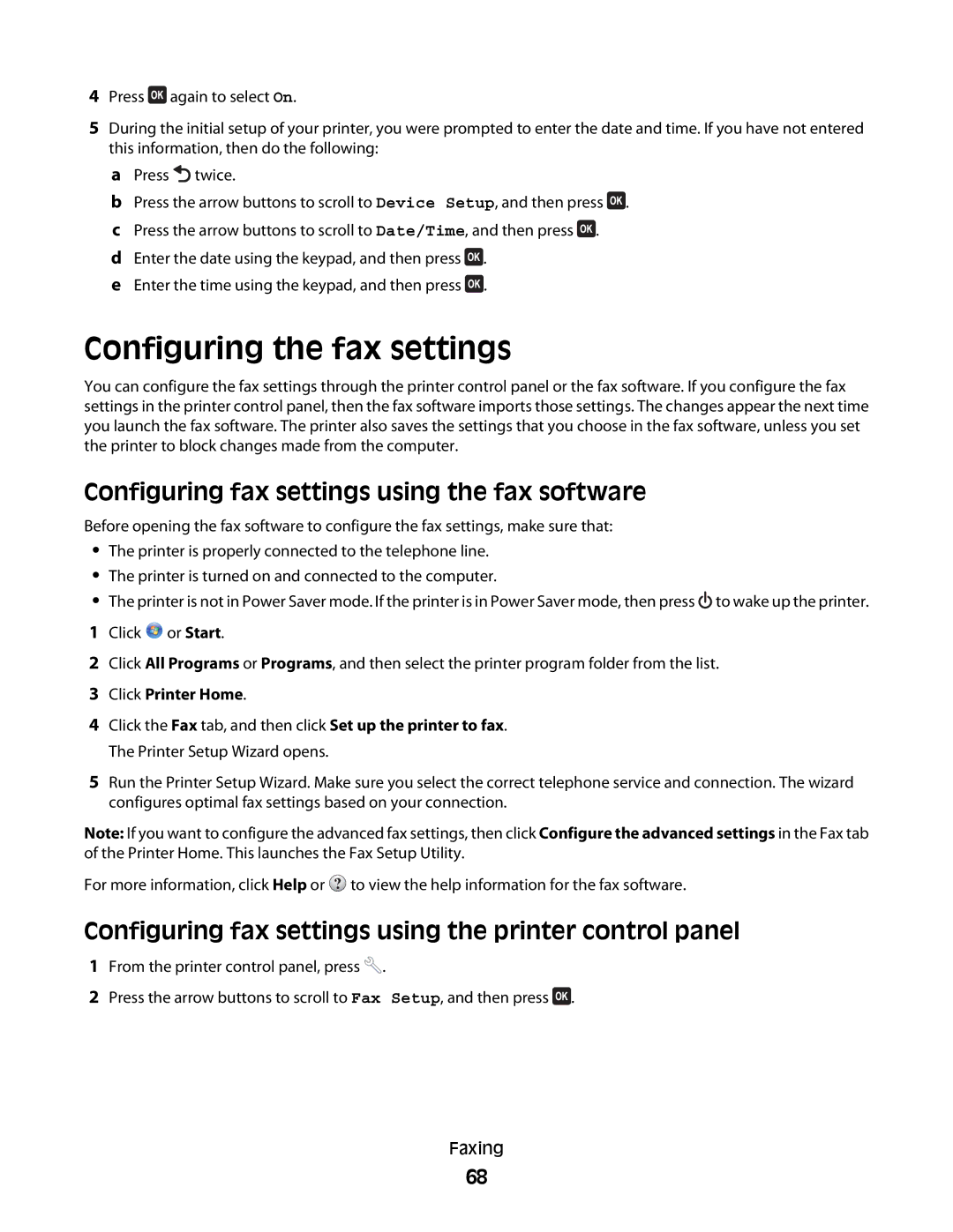 Dell V515W, 6dw, 2dw, 4443 manual Configuring the fax settings, Configuring fax settings using the fax software 