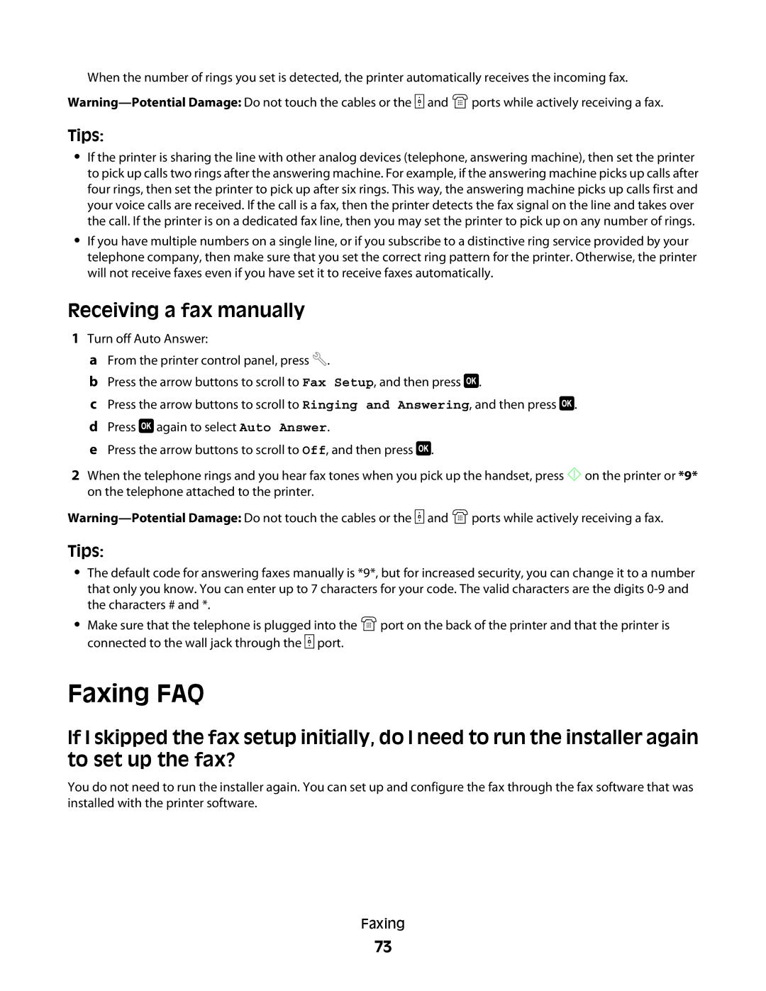 Dell 6dw, V515W, 2dw, 4443 Faxing FAQ, Receiving a fax manually, Tips 