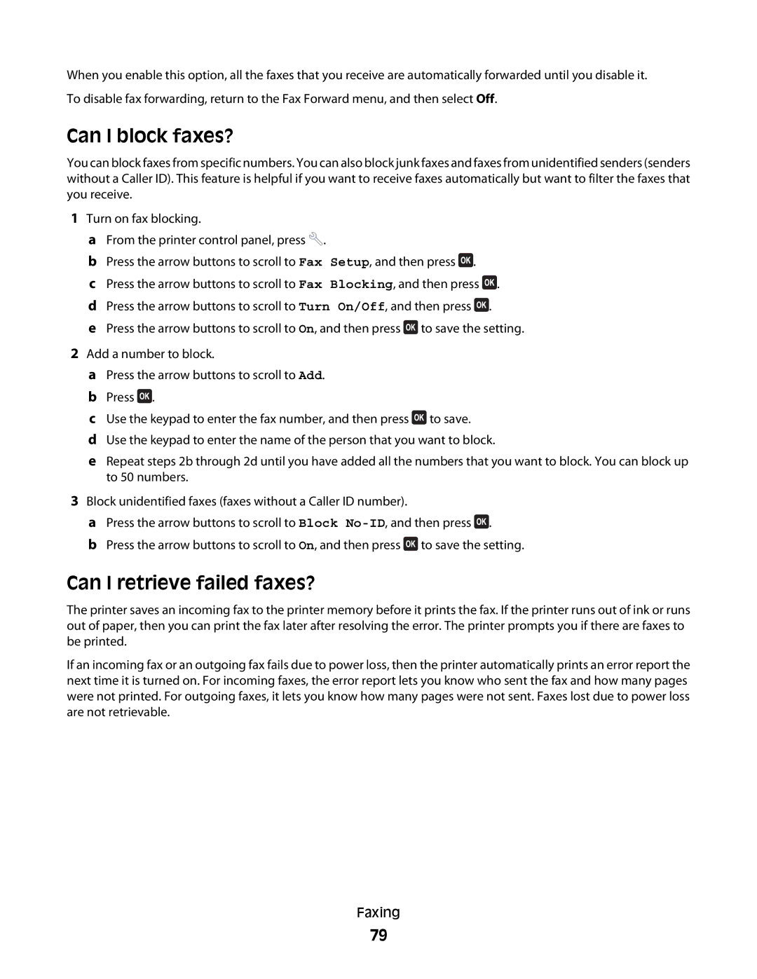 Dell 4443, V515W, 6dw, 2dw manual Can I block faxes?, Can I retrieve failed faxes? 