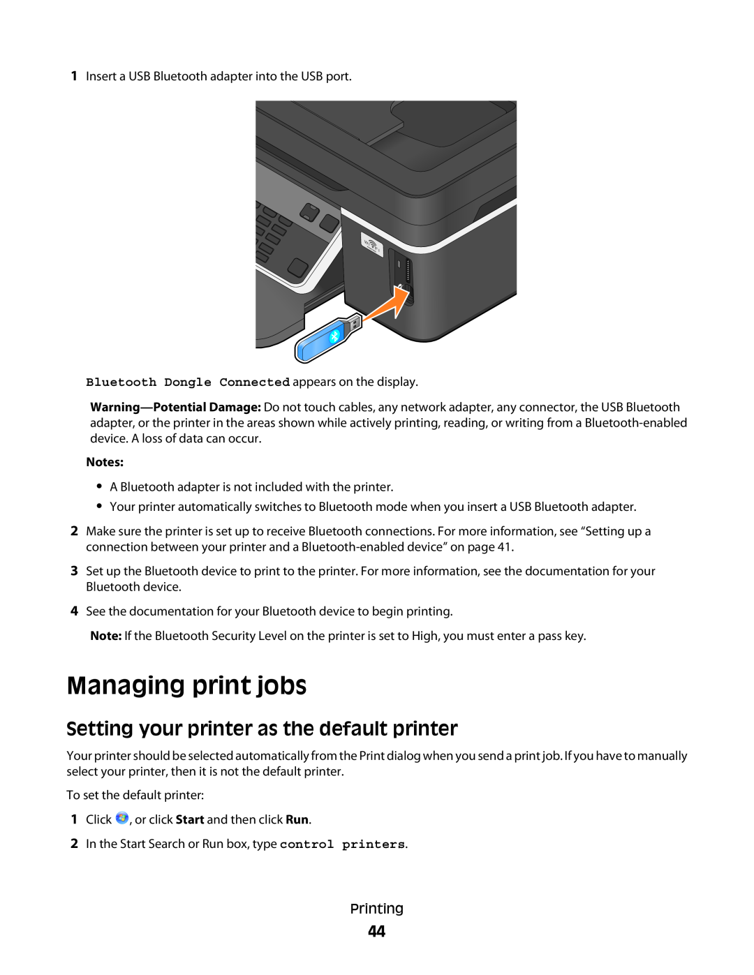 Dell V515W manual Managing print jobs, Setting your printer as the default printer 