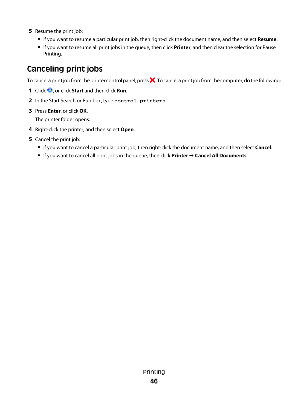 Dell V515W manual Canceling print jobs 