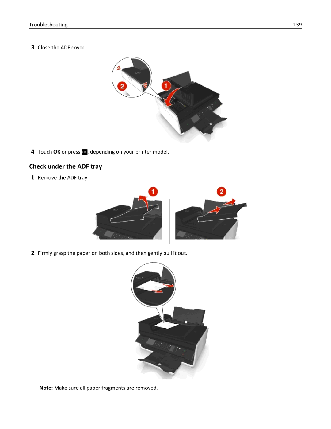 Dell V525W manual Check under the ADF tray 