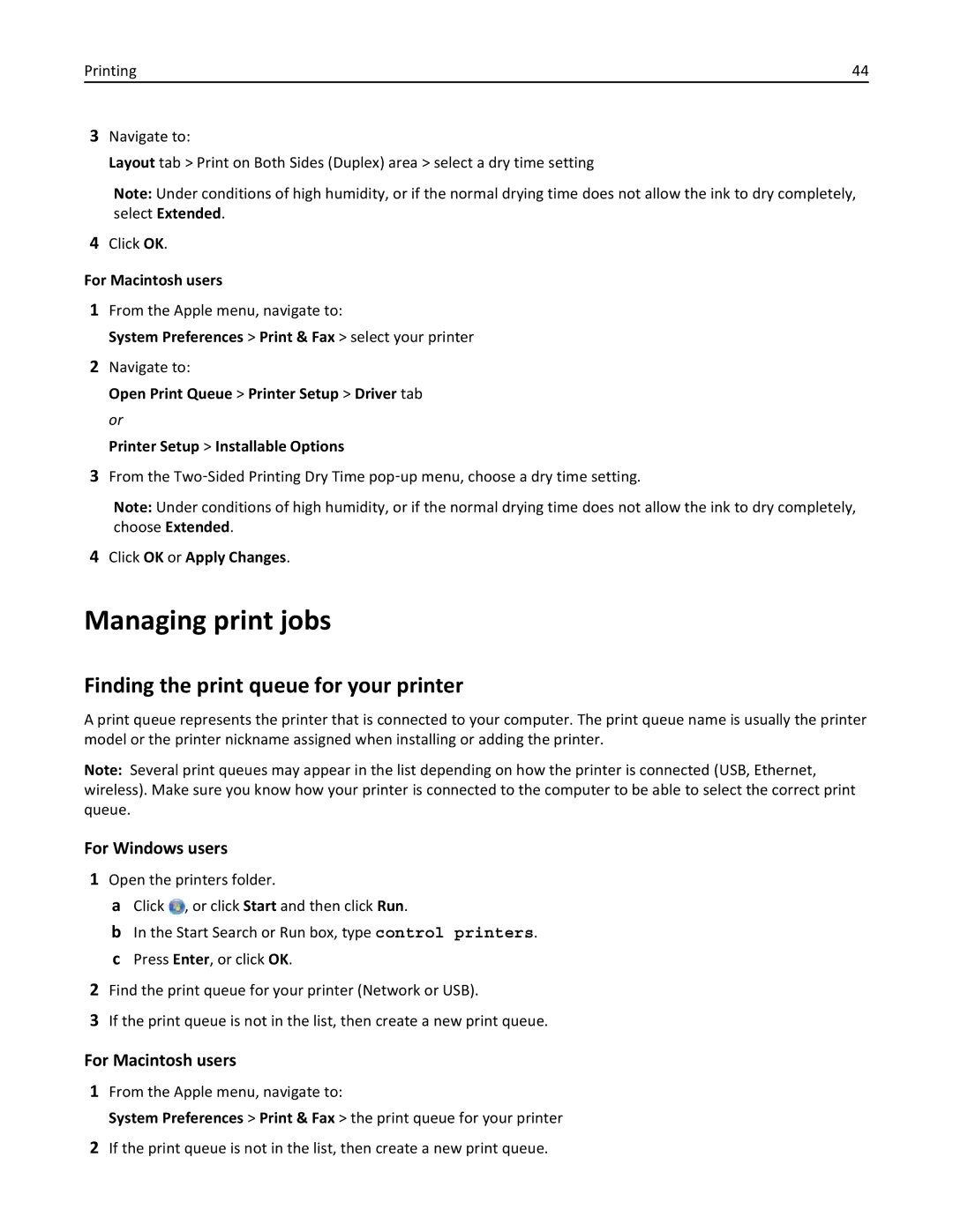 Dell V525W Managing print jobs, Finding the print queue for your printer, For Macintosh users, Click OK or Apply Changes 