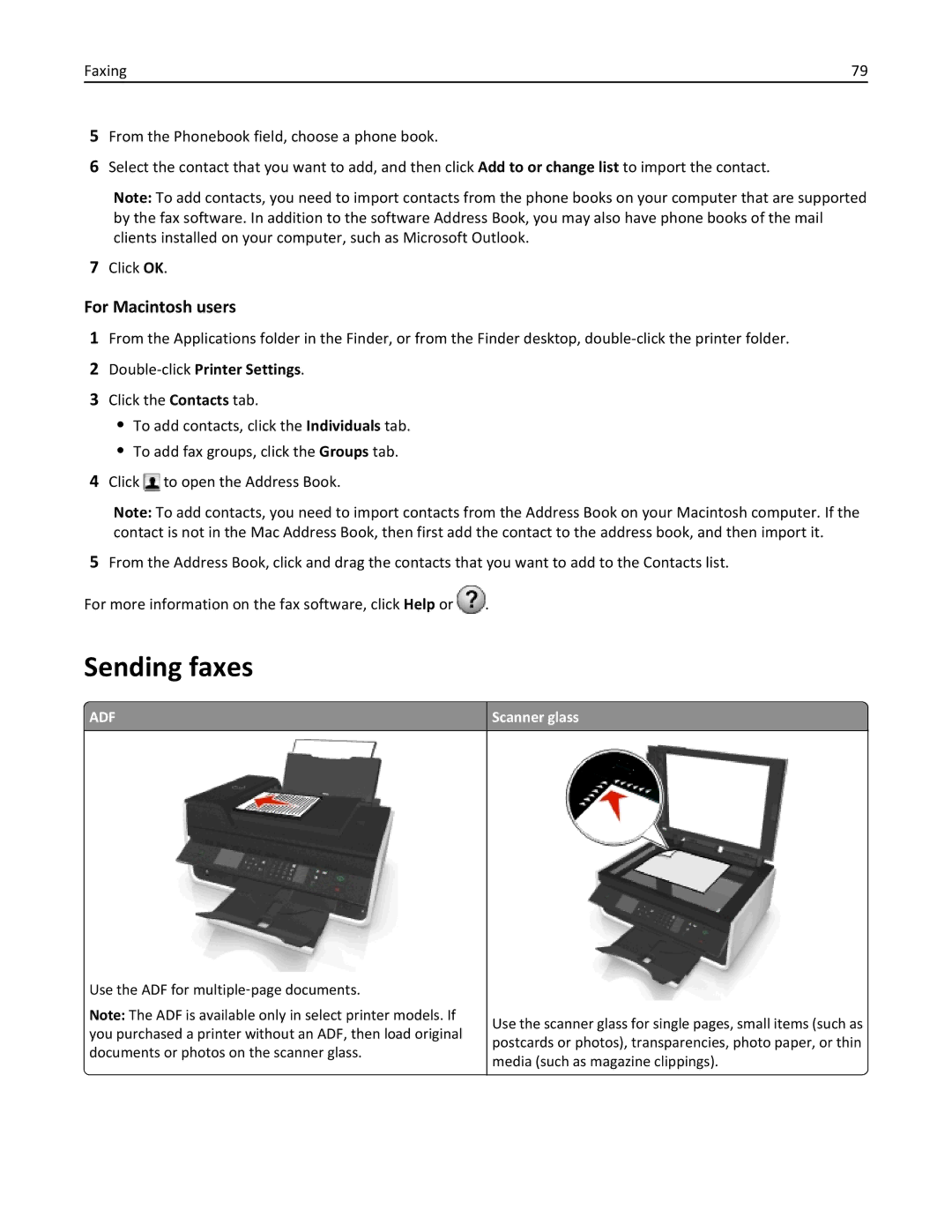 Dell V525W manual Sending faxes, For Macintosh users 