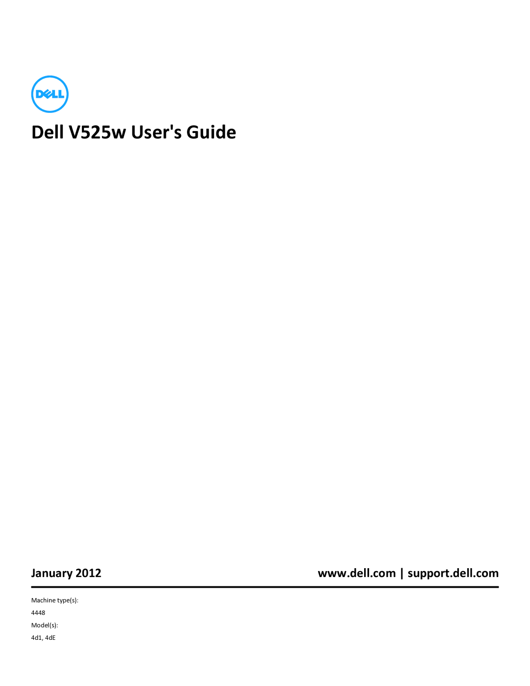 Dell V525W manual Dell V525w Users Guide, January 