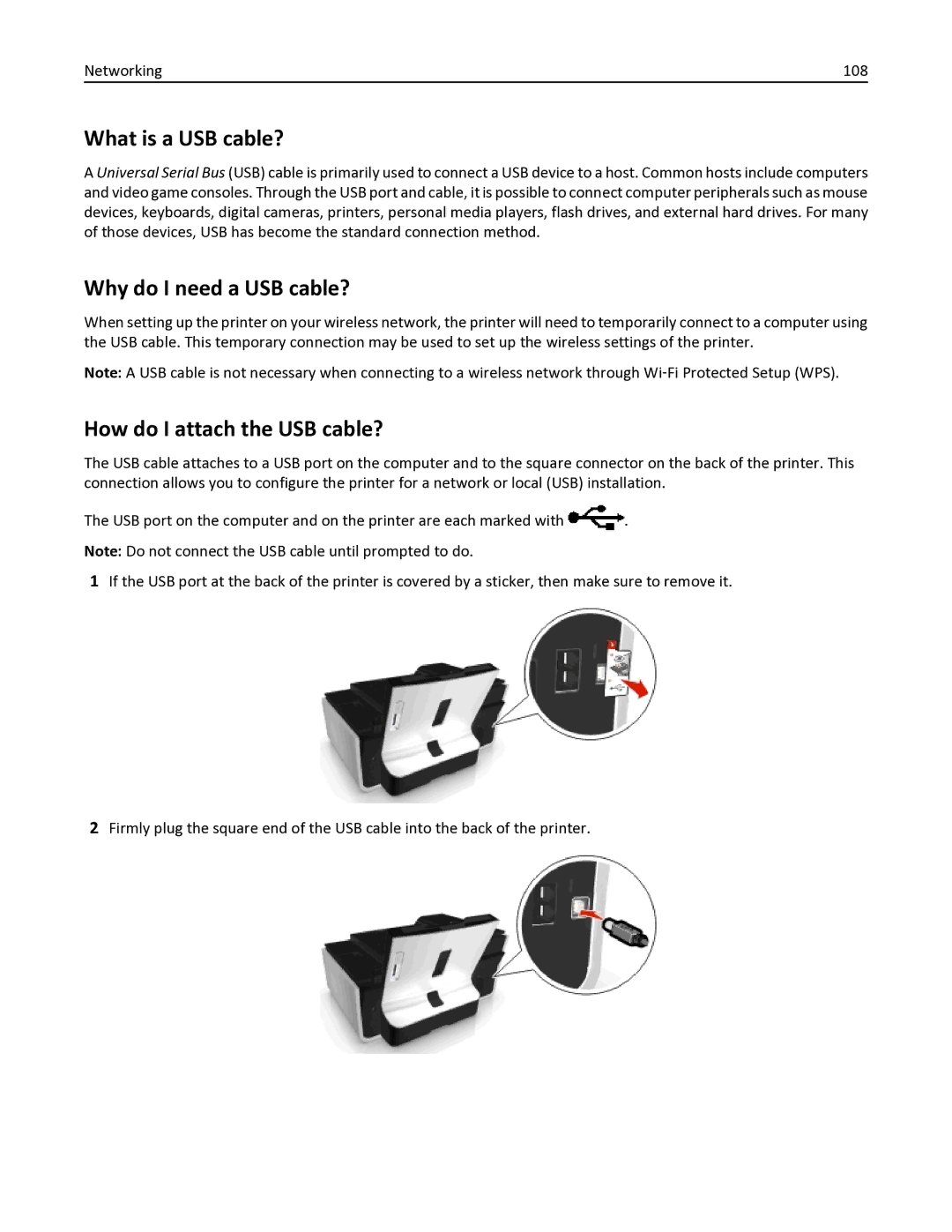 Dell V525W manual What is a USB cable?, Why do I need a USB cable?, How do I attach the USB cable? 