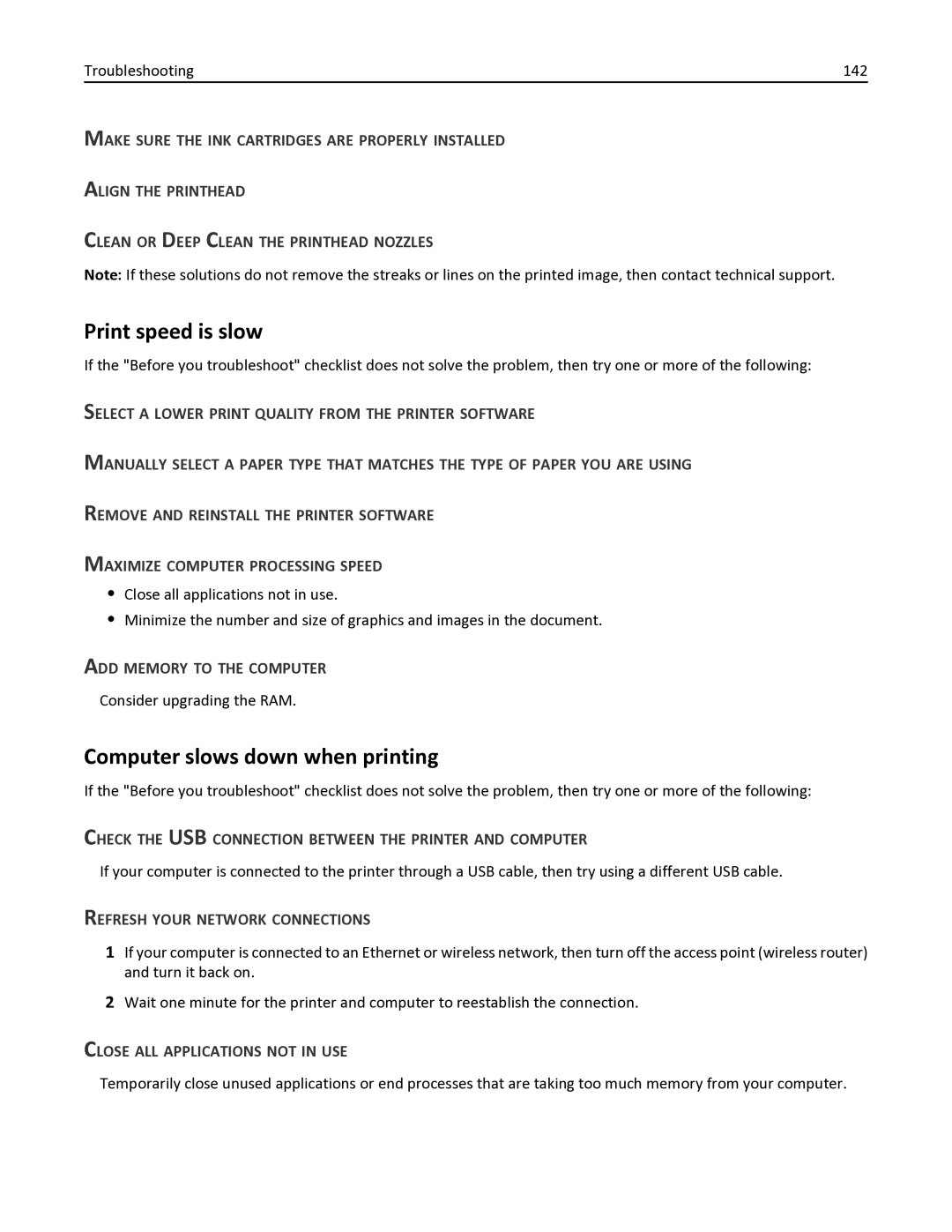 Dell V525W manual Print speed is slow, Computer slows down when printing 