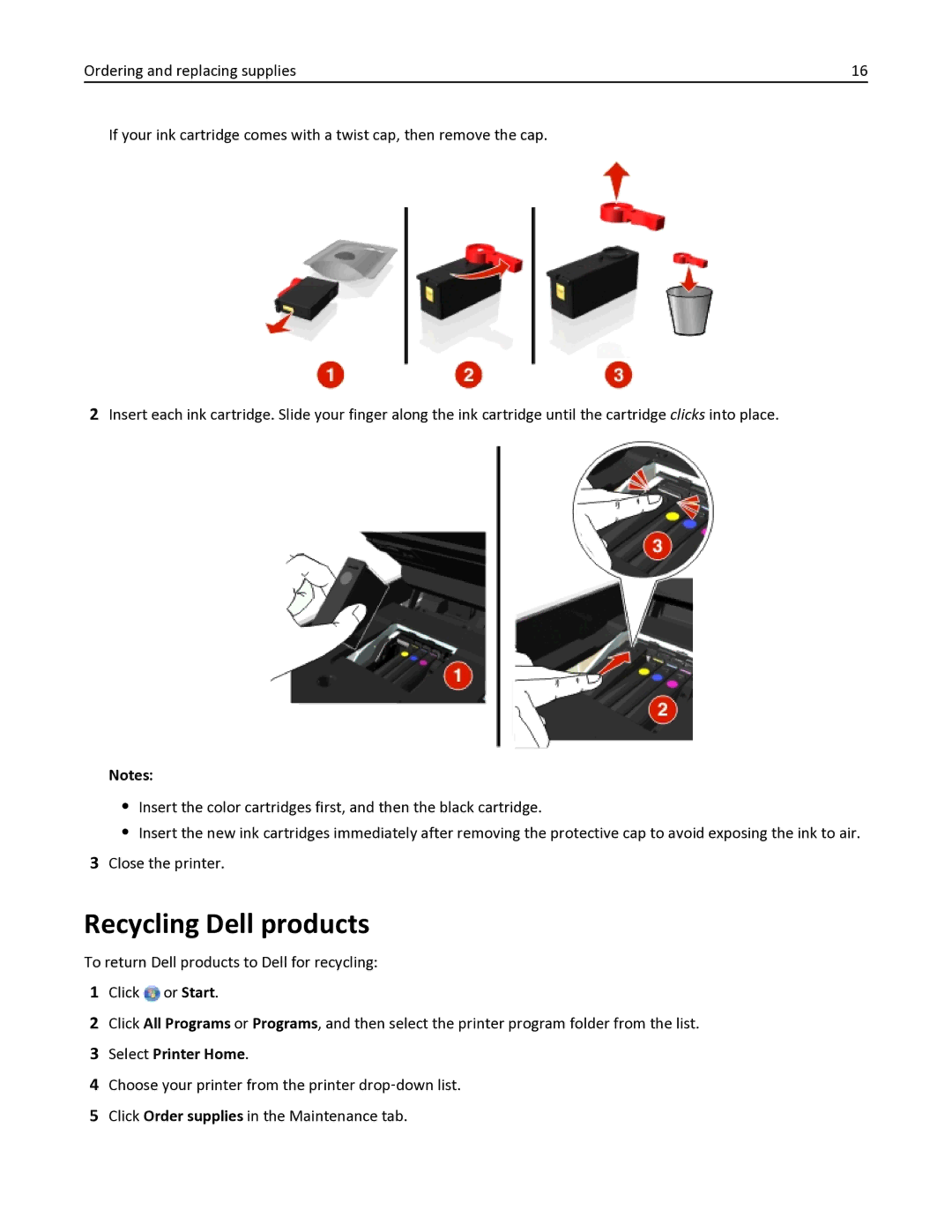 Dell V525W manual Recycling Dell products, Select Printer Home 