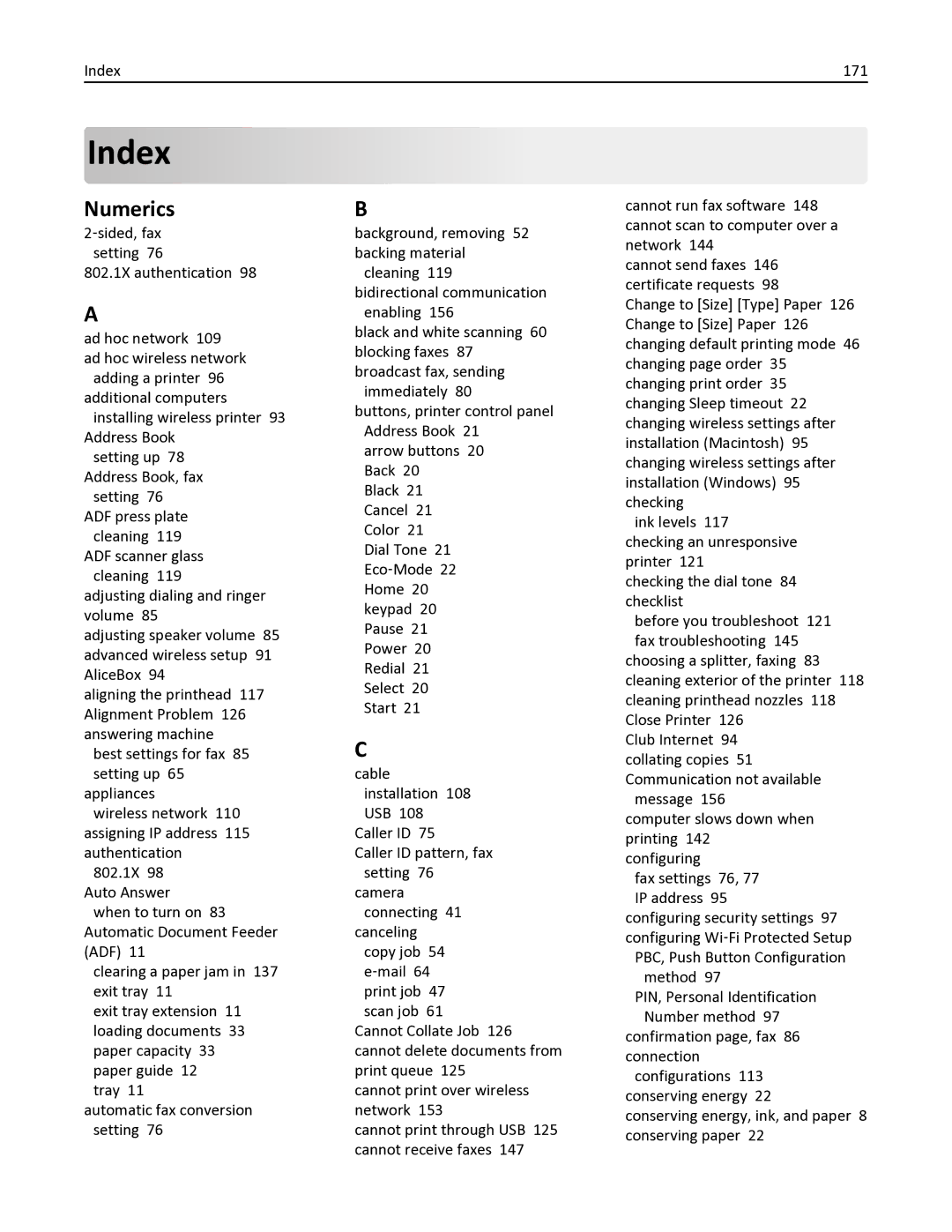 Dell V525W manual Index, Numerics 