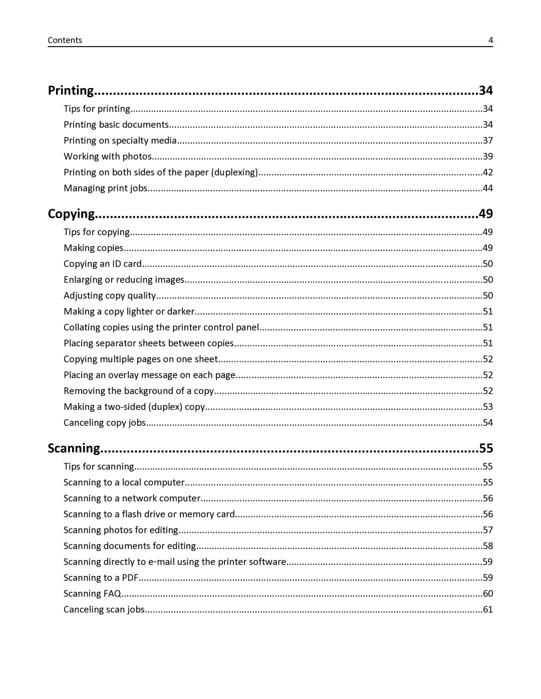 Dell V525W manual Printing, Copying, Scanning 