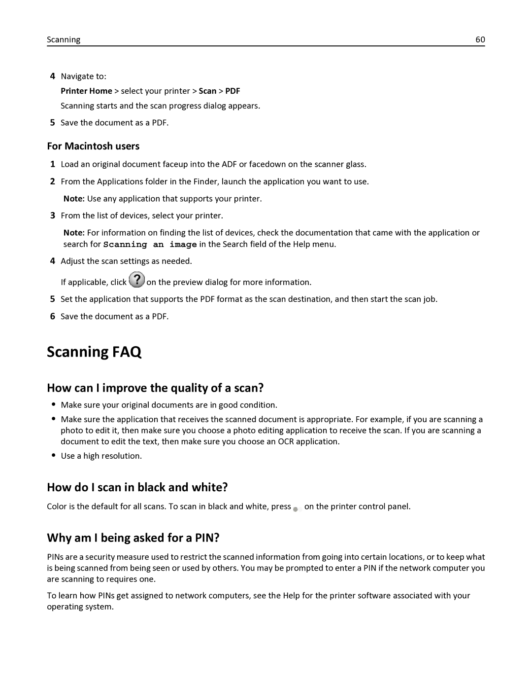 Dell V525W manual Scanning FAQ, How can I improve the quality of a scan?, How do I scan in black and white? 