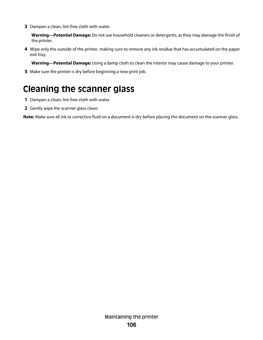 Dell 5dw, V715W, 1dw manual Cleaning the scanner glass, 106 