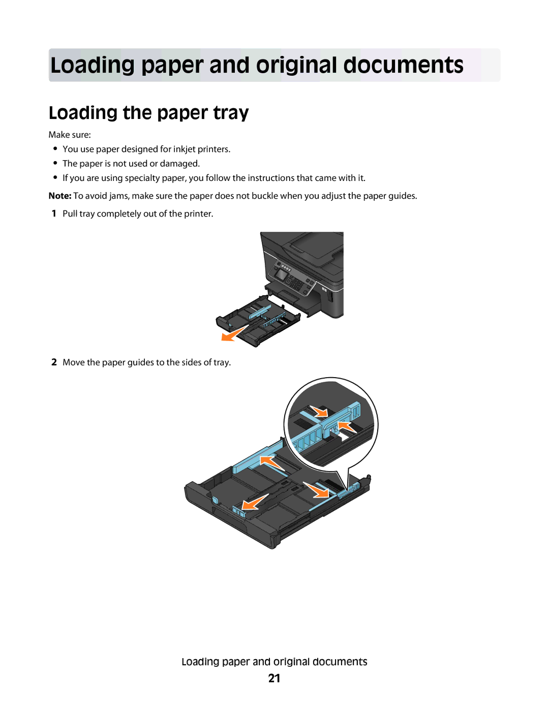 Dell V715W, 5dw, 1dw manual Loading paper and original documents, Loading the paper tray 