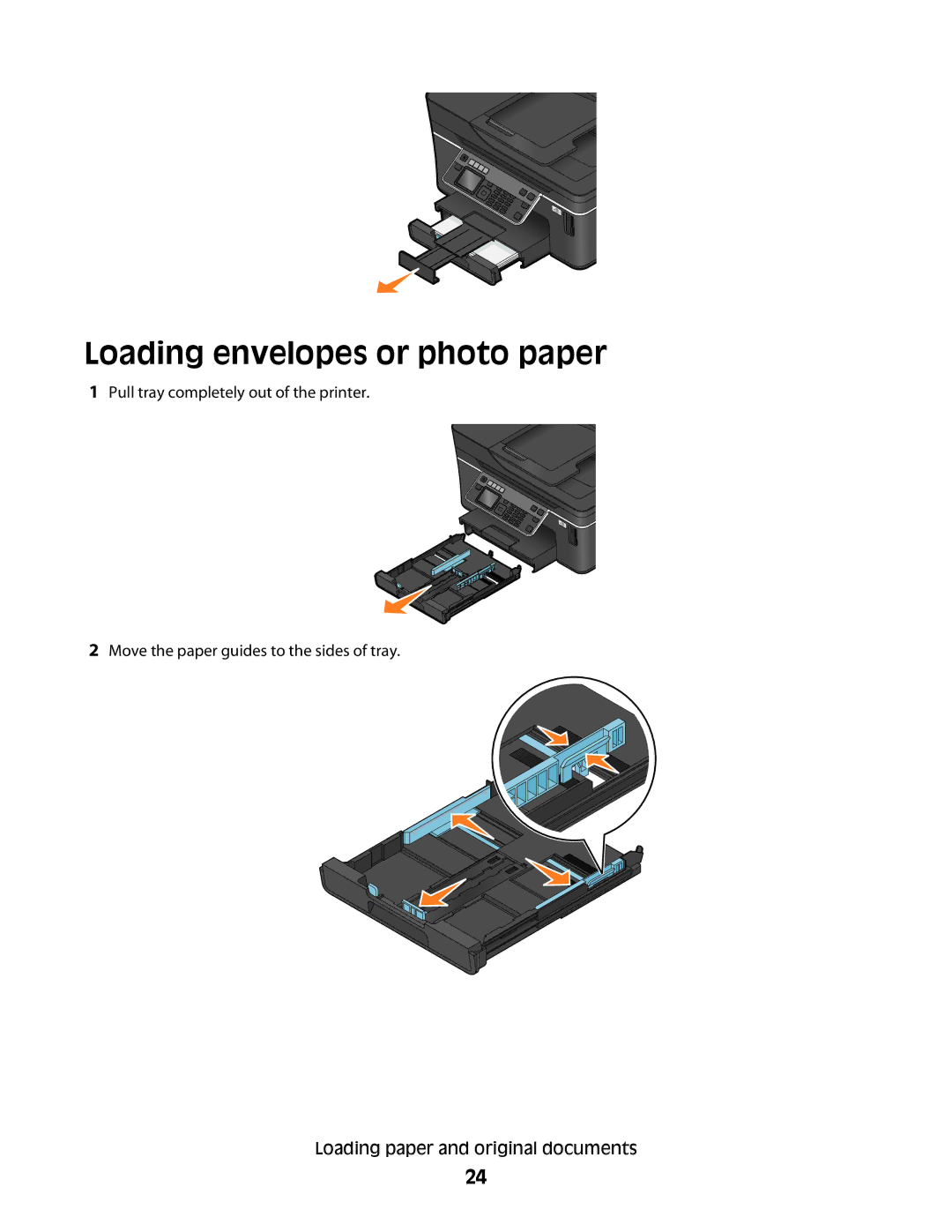 Dell V715W, 5dw, 1dw manual Loading envelopes or photo paper 