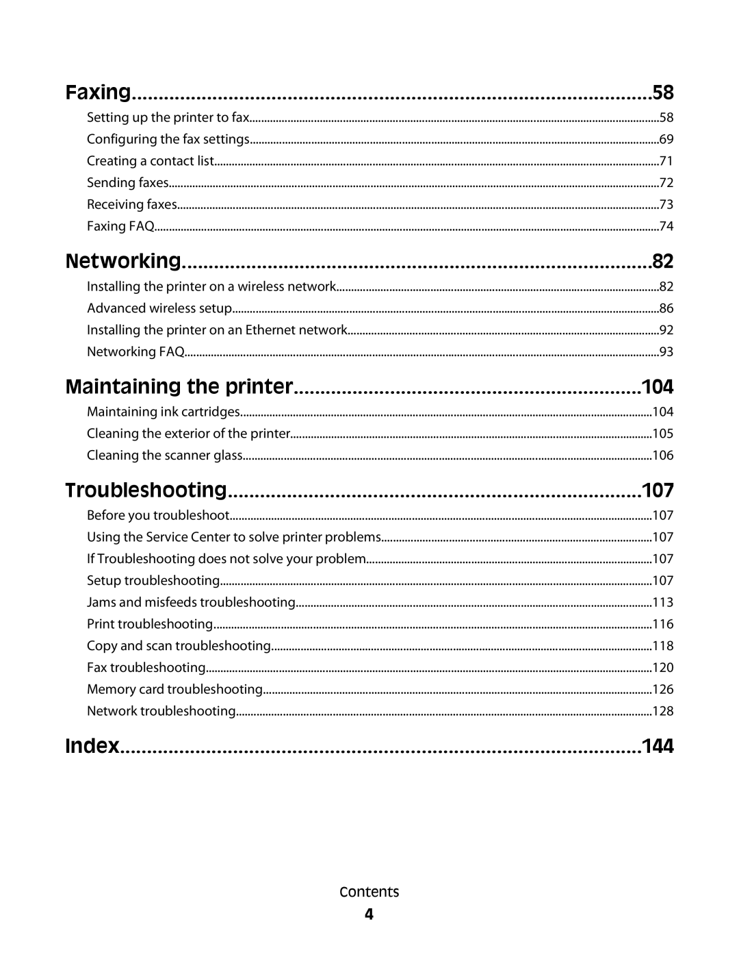 Dell 5dw, V715W, 1dw manual Networking, 104, 107, 144 