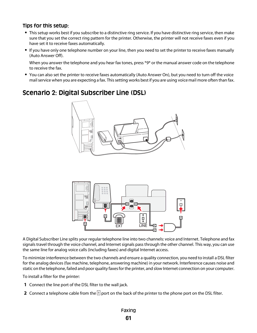 Dell 5dw, V715W, 1dw manual Scenario 2 Digital Subscriber Line DSL 