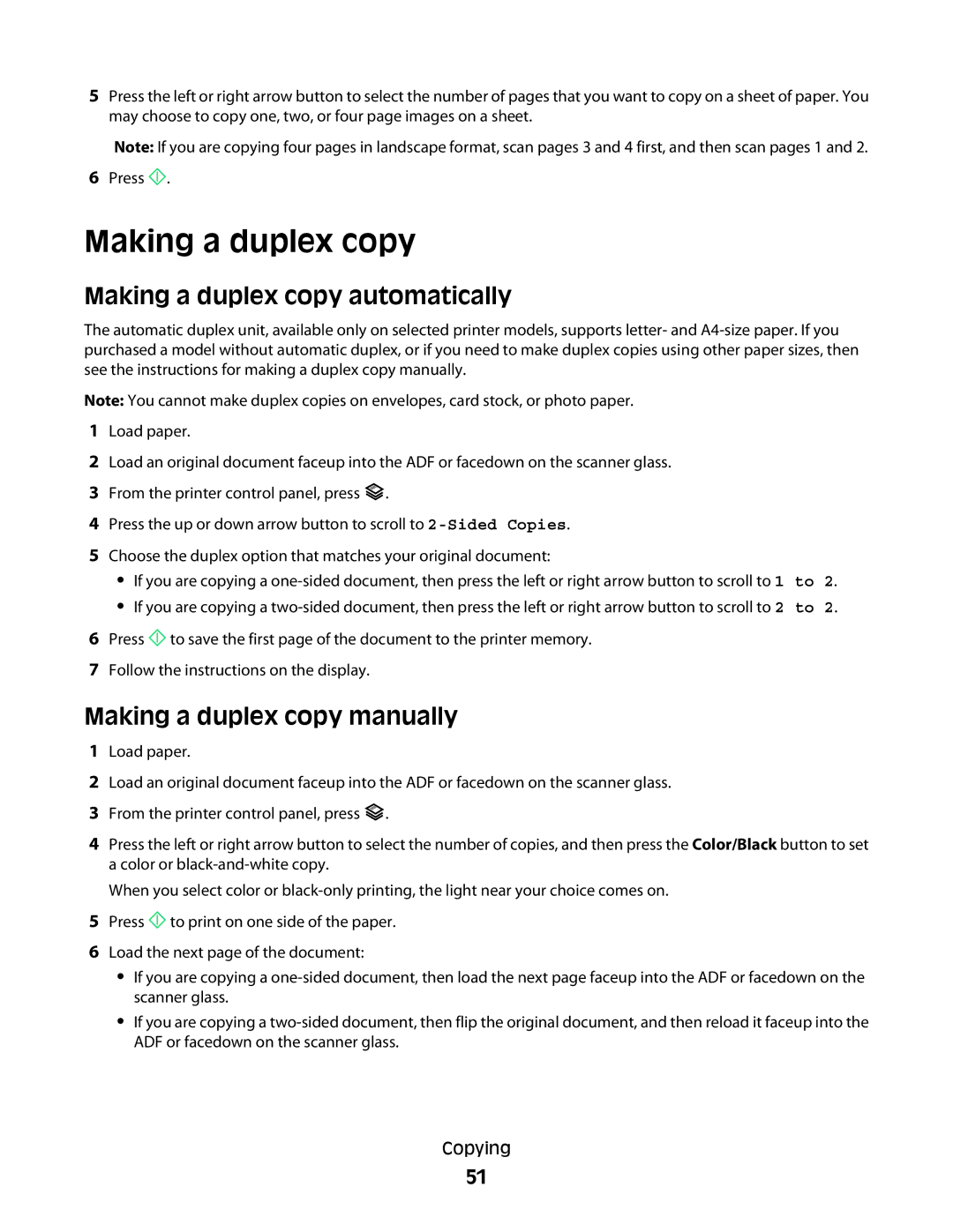 Dell V715W Making a duplex copy automatically, Making a duplex copy manually 