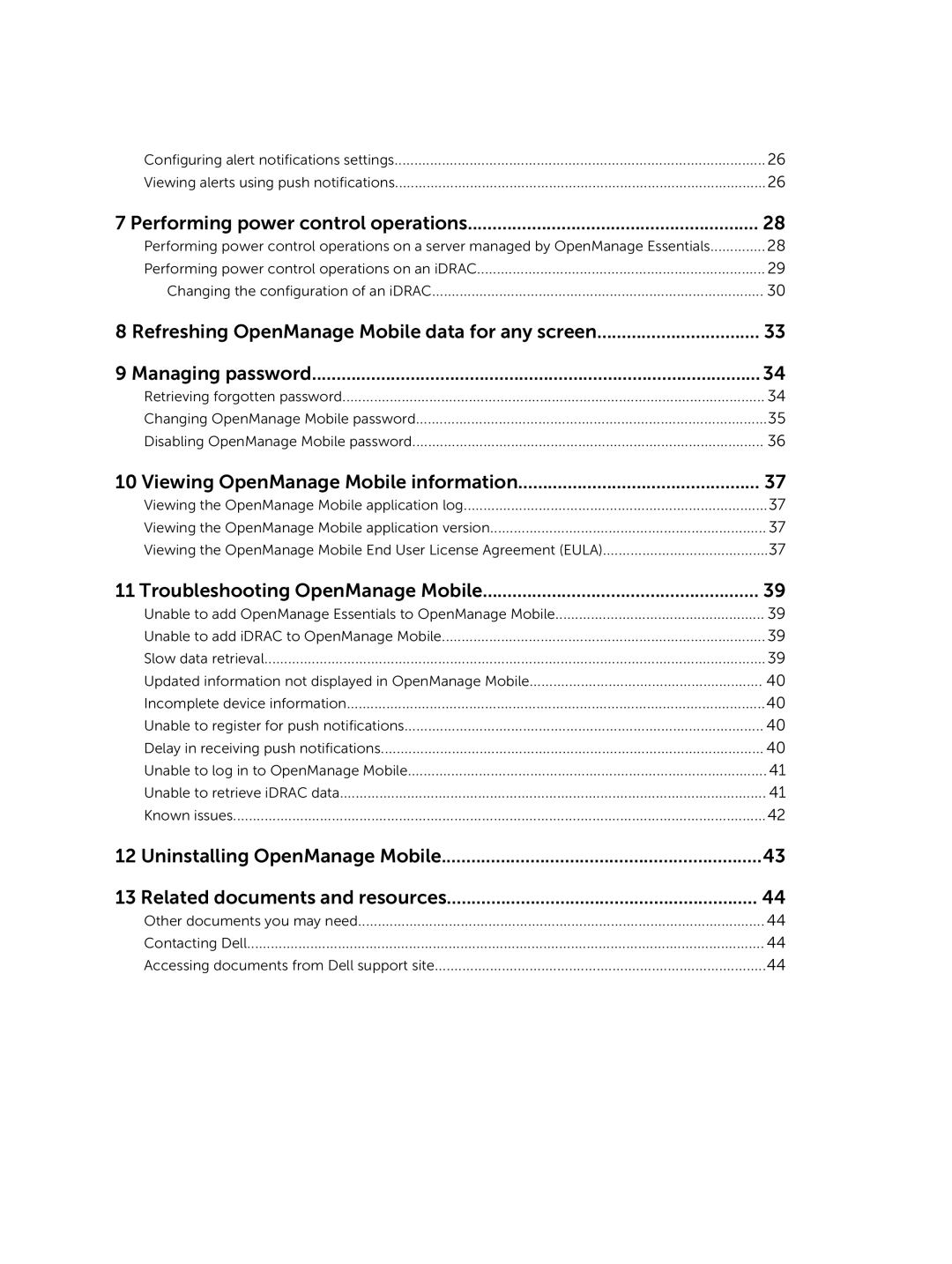 Dell Version 1.2 manual Performing power control operations, Viewing OpenManage Mobile information 