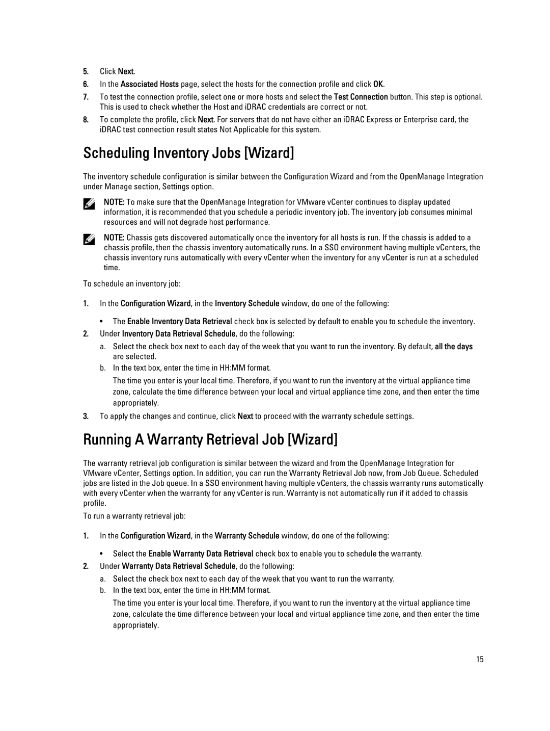 Dell version 2.3.1 manual Scheduling Inventory Jobs Wizard, Running a Warranty Retrieval Job Wizard 