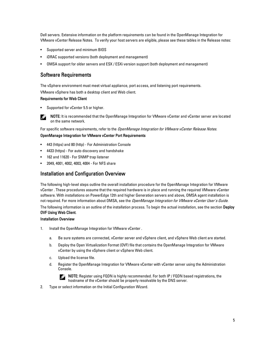 Dell version 2.3.1 manual Software Requirements, Installation and Configuration Overview, Requirements for Web Client 