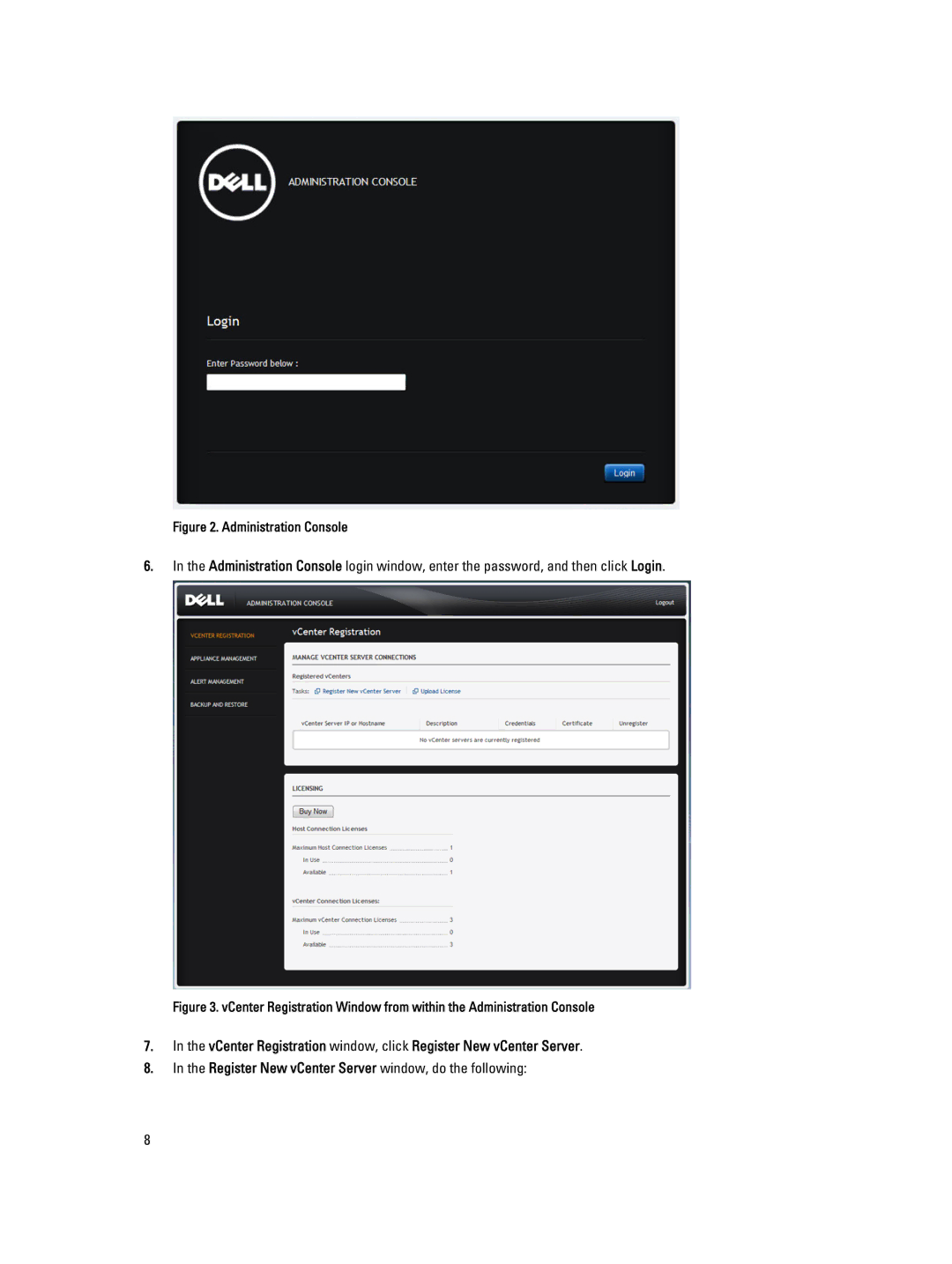 Dell version 2.3.1 manual Register New vCenter Server window, do the following 