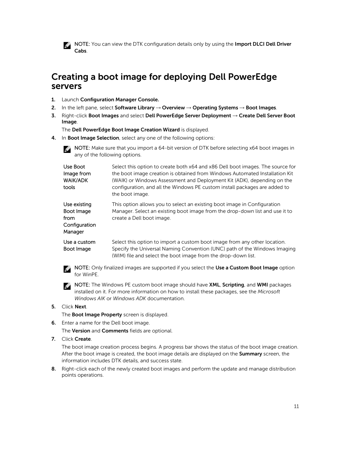 Dell version 3.0 manual Creating a boot image for deploying Dell PowerEdge servers 