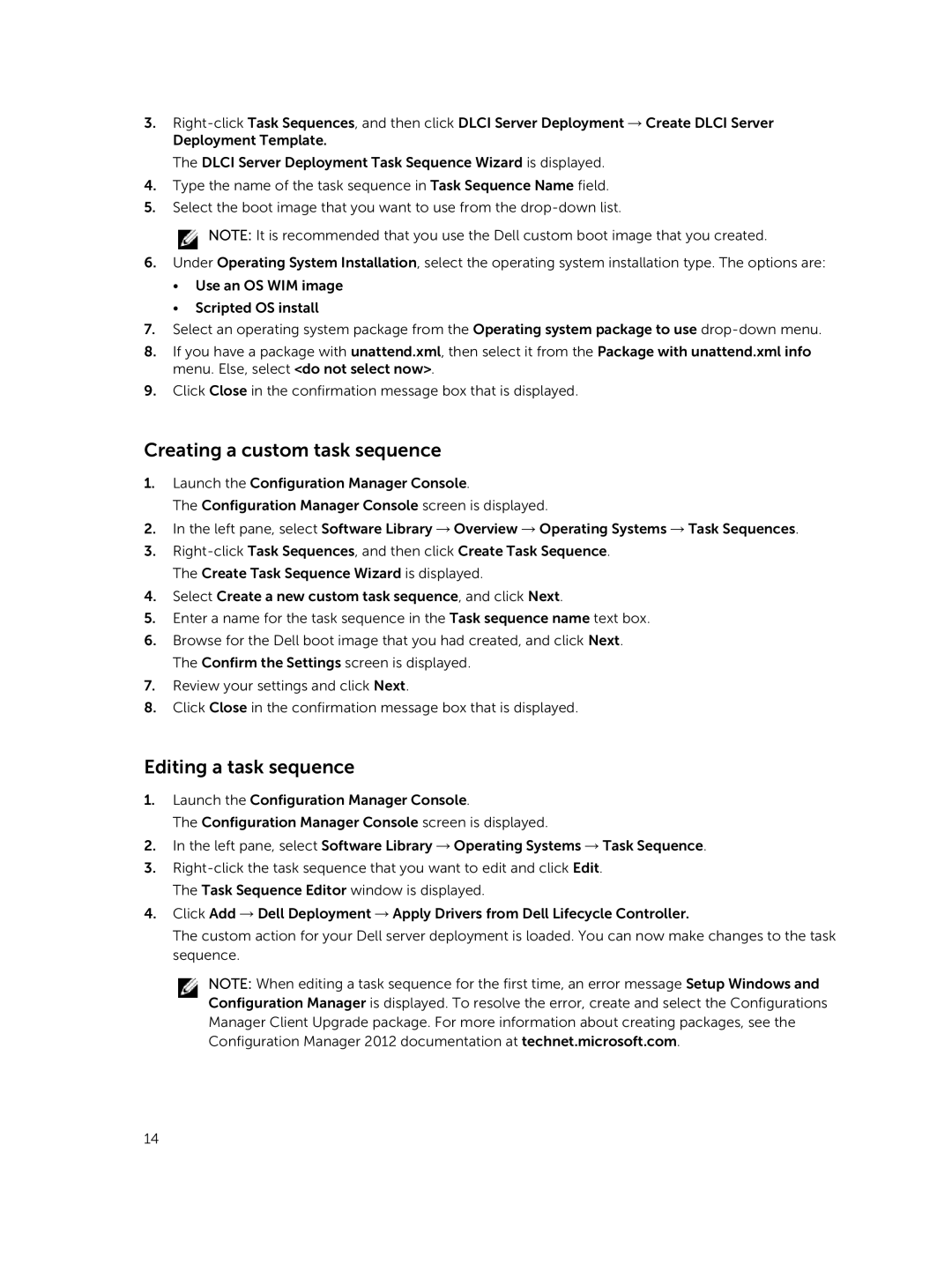 Dell version 3.0 manual Creating a custom task sequence, Editing a task sequence 