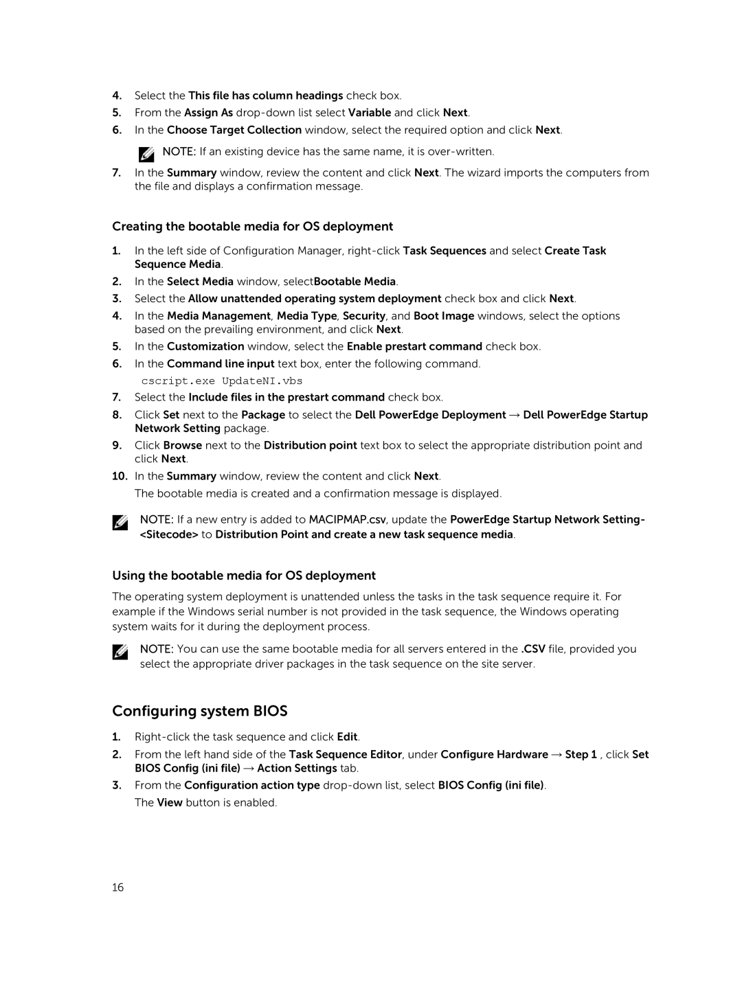 Dell version 3.0 manual Configuring system Bios, Creating the bootable media for OS deployment 