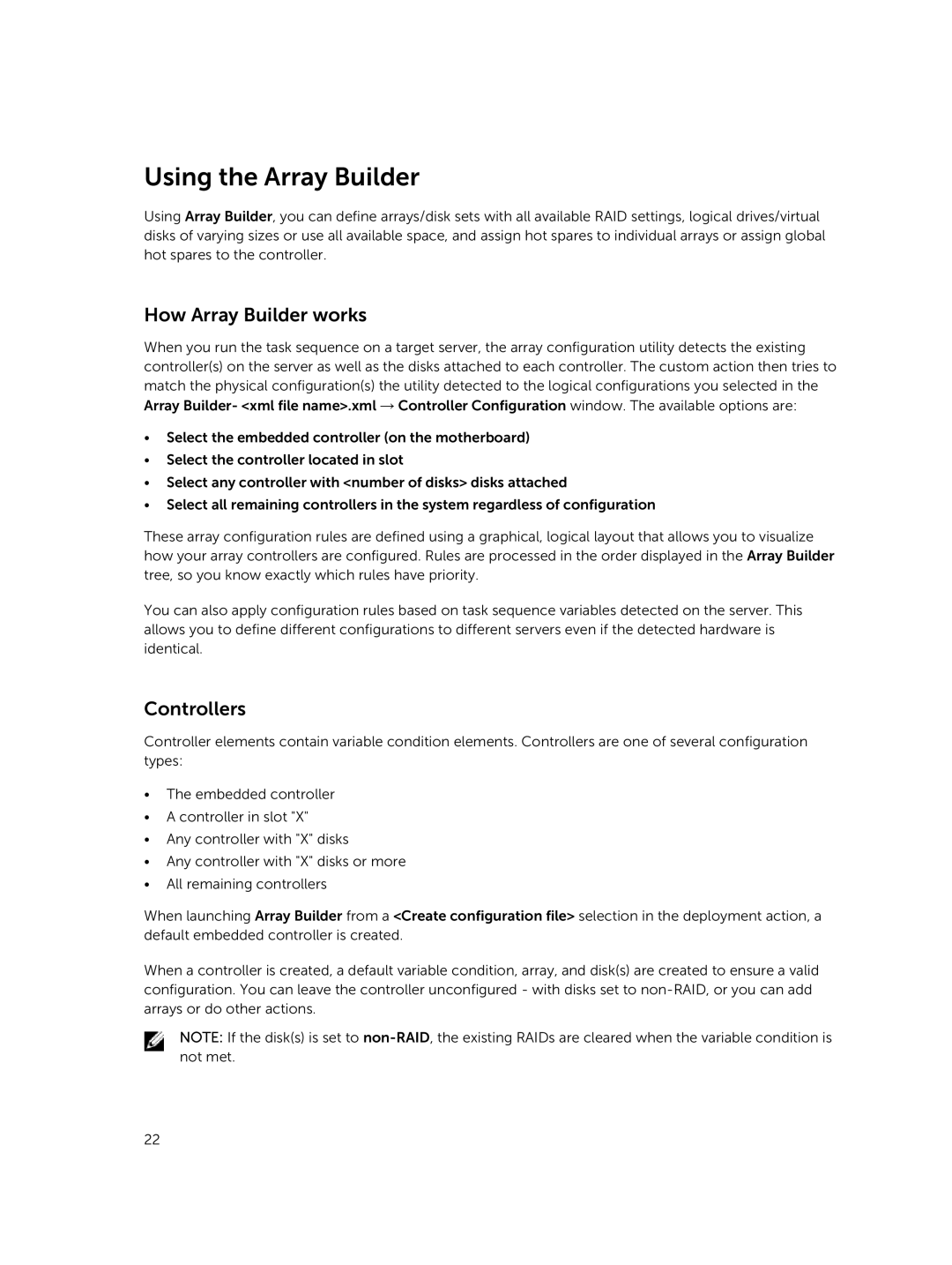 Dell version 3.0 manual Using the Array Builder, How Array Builder works, Controllers 