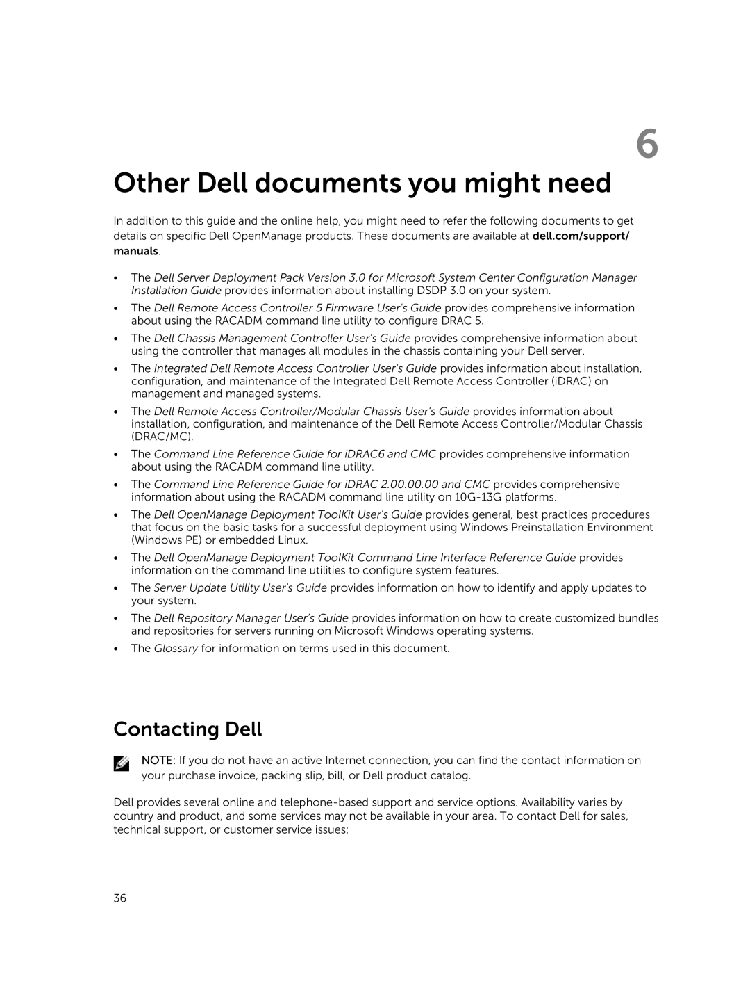 Dell version 3.0 manual Other Dell documents you might need, Contacting Dell 