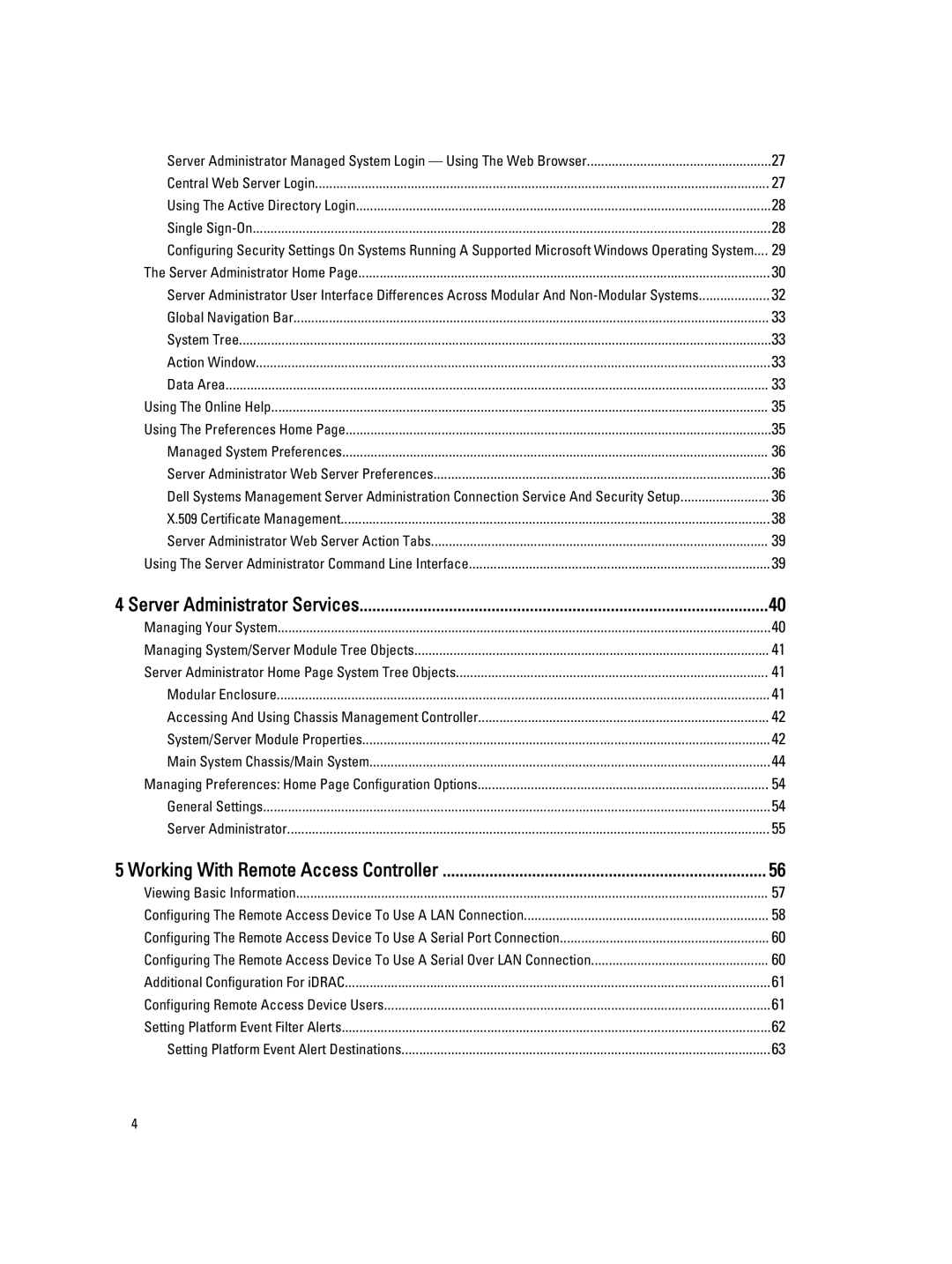 Dell Version 7.3 manual Server Administrator Services, Working With Remote Access Controller 