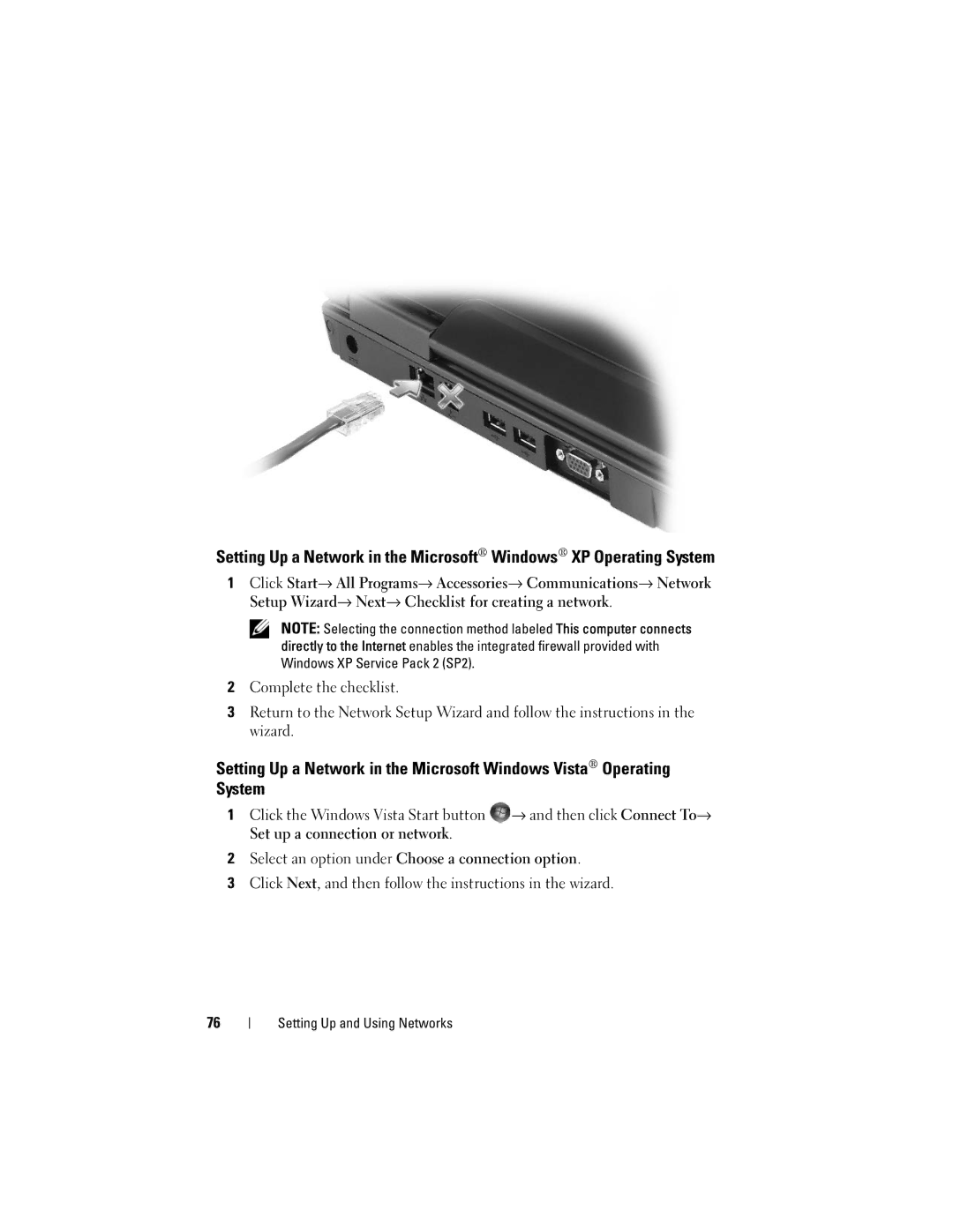 Dell Vostro 1000 owner manual Setting Up and Using Networks 