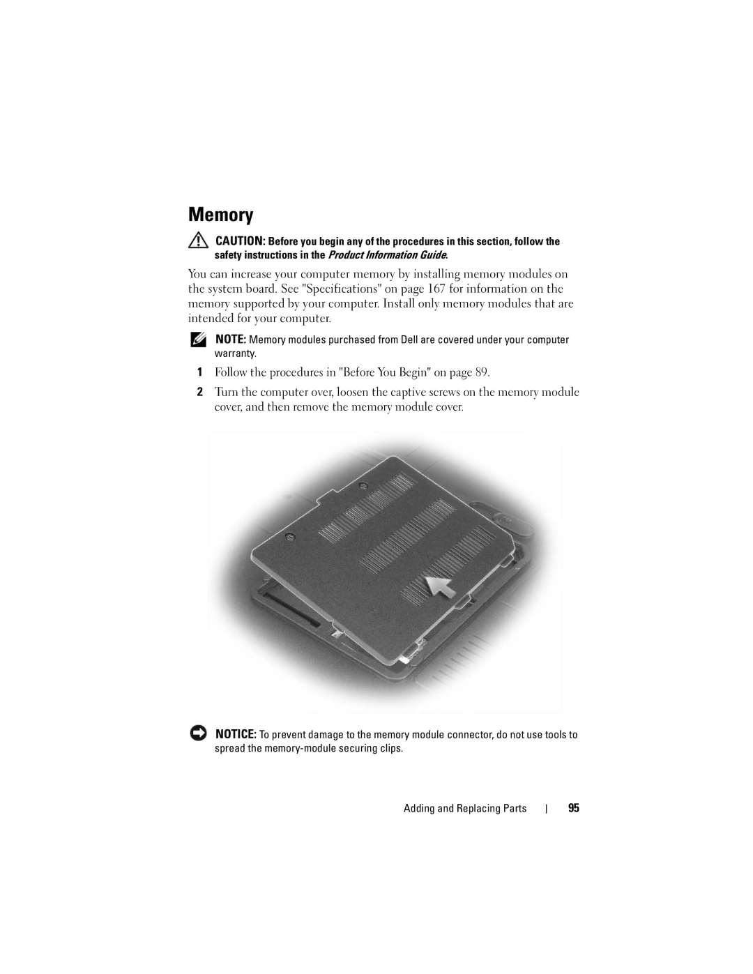 Dell Vostro 1000 owner manual Memory 