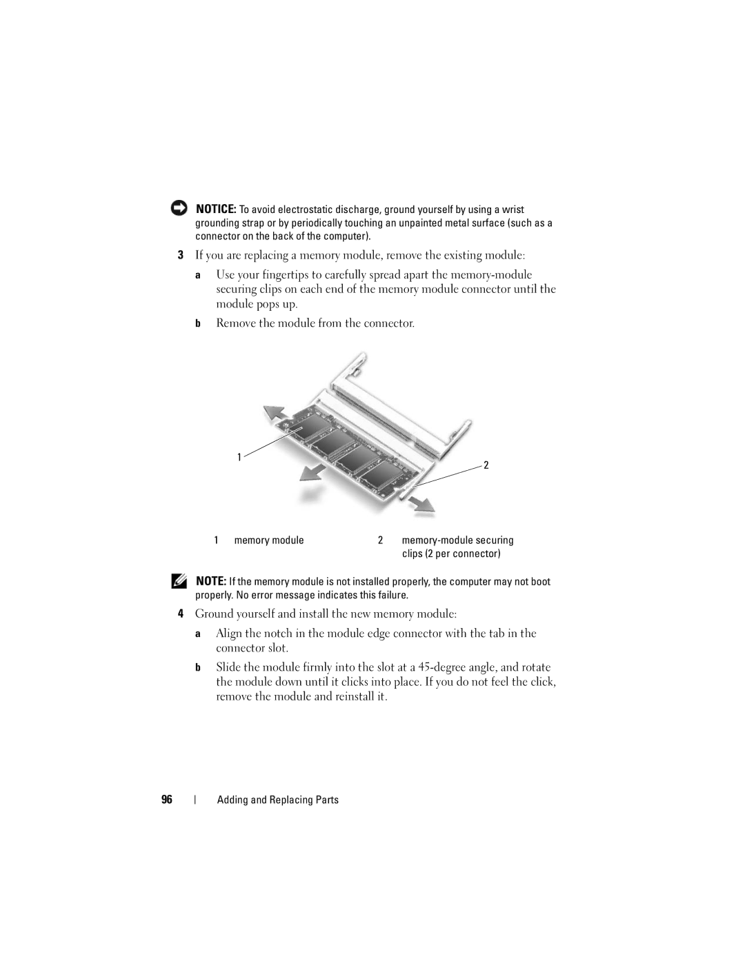 Dell Vostro 1000 owner manual Memory module, Clips 2 per connector 