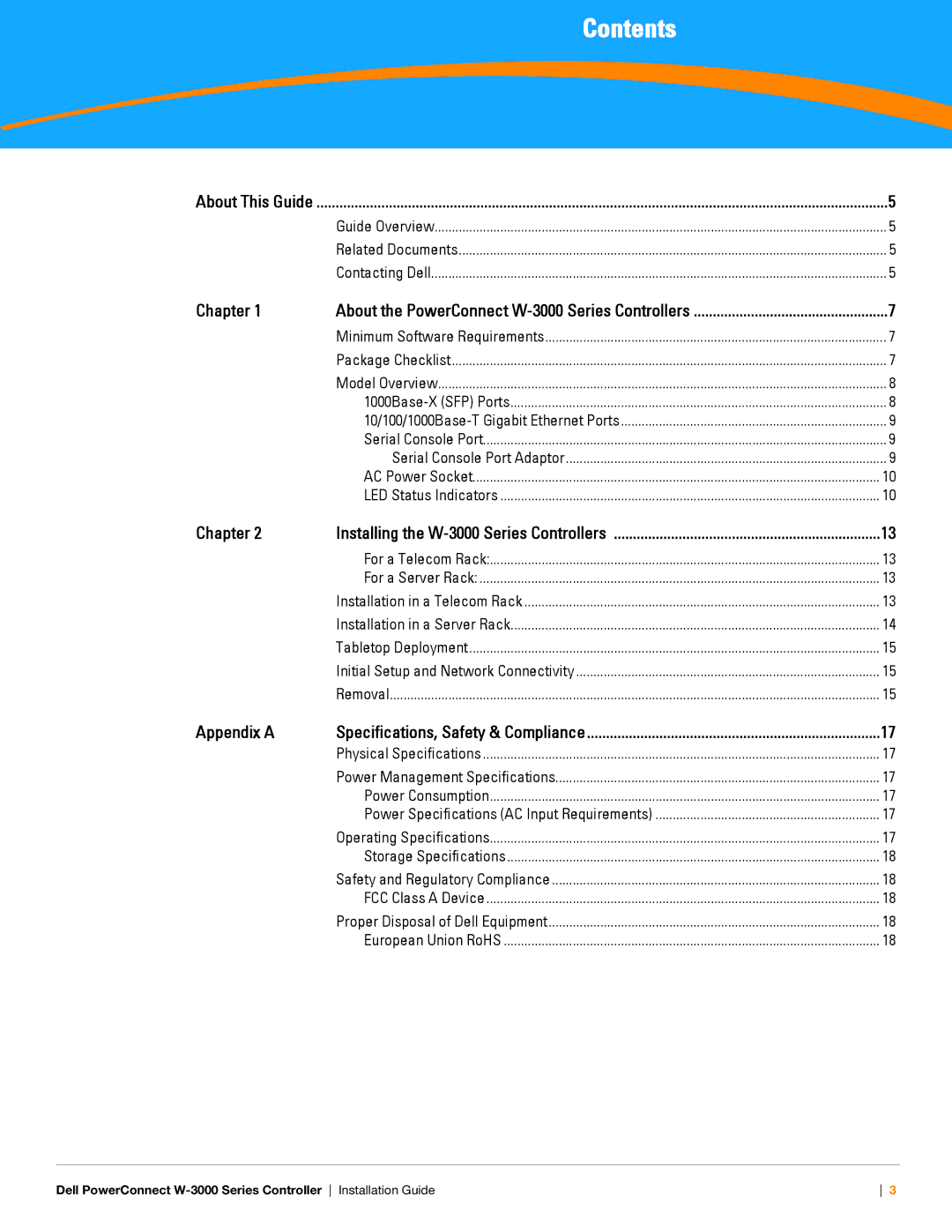 Dell W-3000 manual Contents 