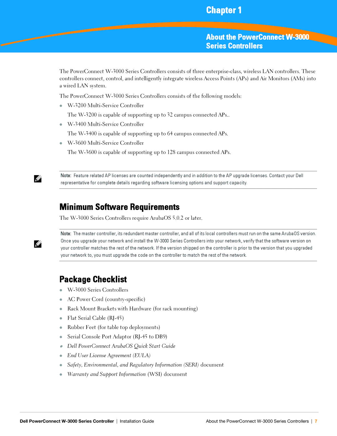 Dell W-3000 manual Minimum Software Requirements, Package Checklist 